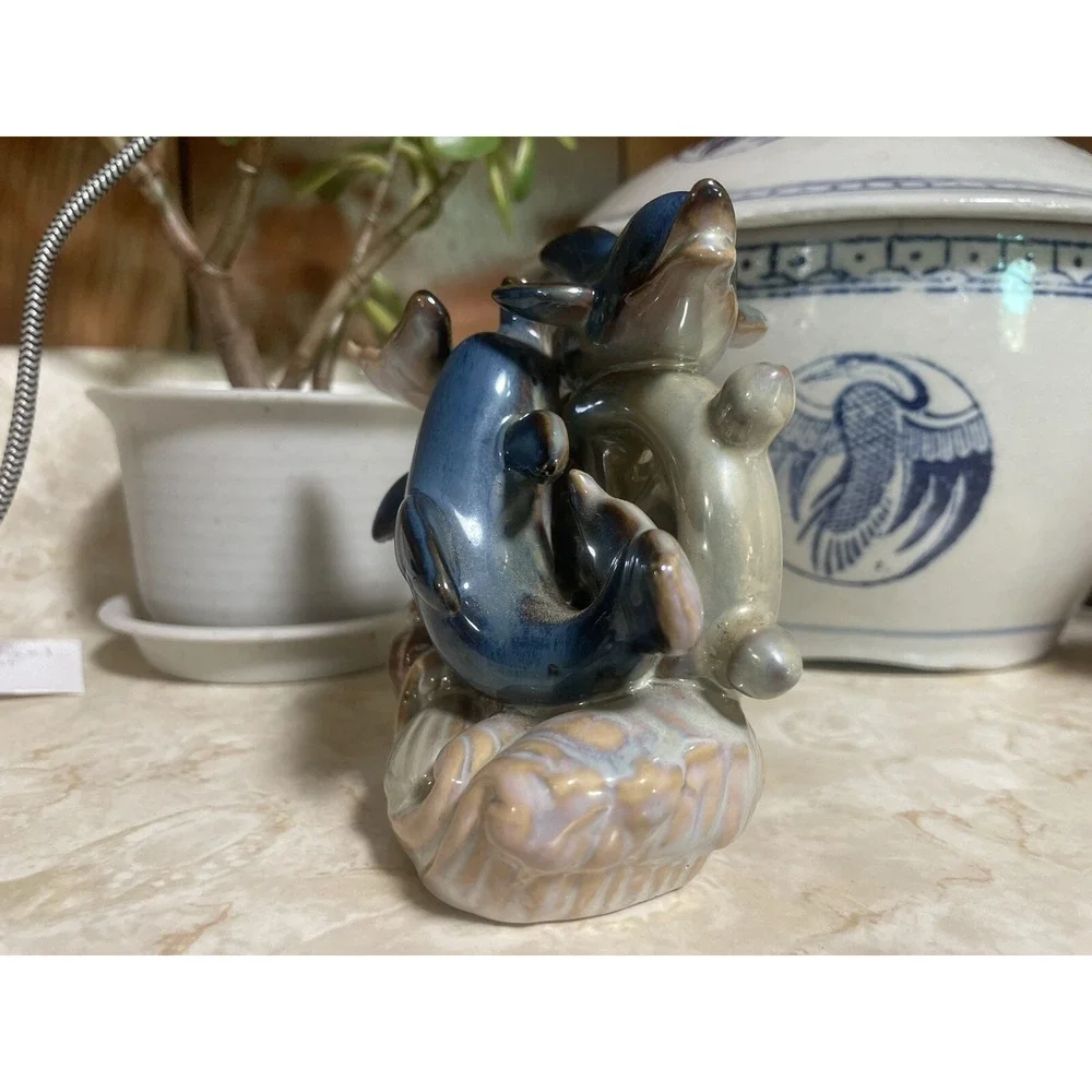Ceramic Dolphins‎ With Coral And Sailing Ship Wheel